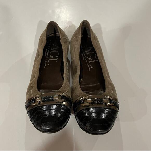 AGL Brown Horsebit‎ Cap Toe Ballet Flats Size 38.5 - Picture 2 of 10